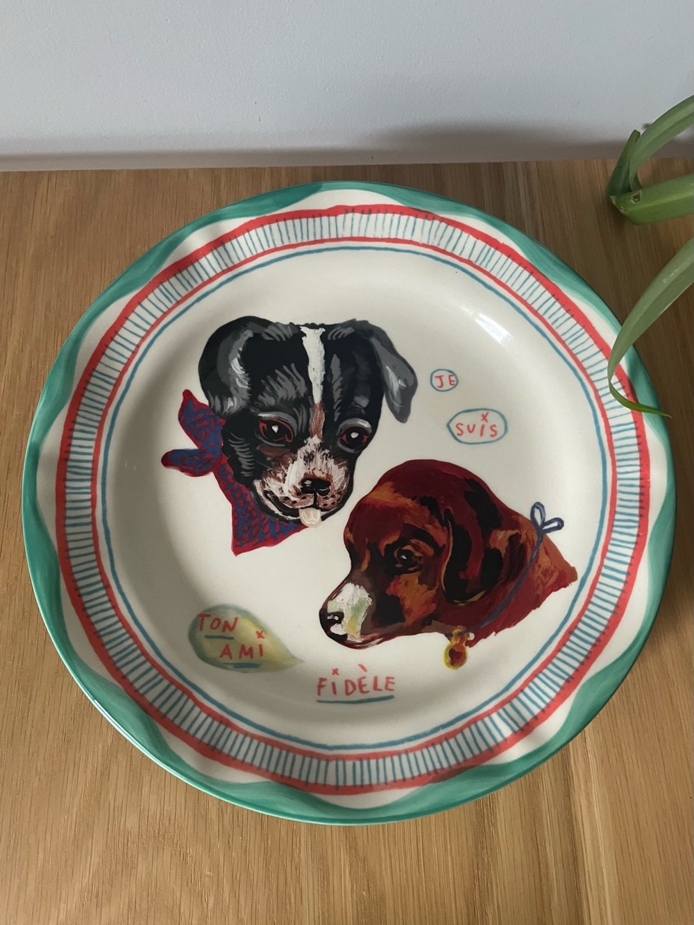 Anthropologie Nathalie Lete The Dogs Francophile 10” Dinner Plate Rare